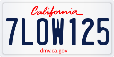 CA license plate 7LOW125