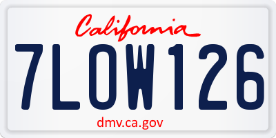 CA license plate 7LOW126
