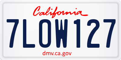CA license plate 7LOW127