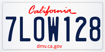 CA license plate 7LOW128