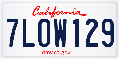 CA license plate 7LOW129