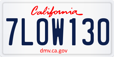 CA license plate 7LOW130