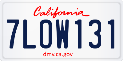 CA license plate 7LOW131