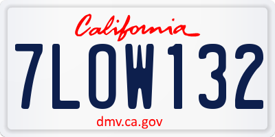 CA license plate 7LOW132
