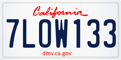 CA license plate 7LOW133