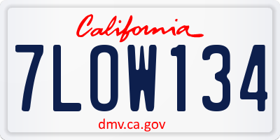 CA license plate 7LOW134