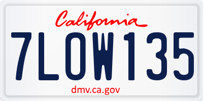 CA license plate 7LOW135