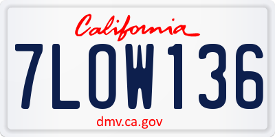 CA license plate 7LOW136