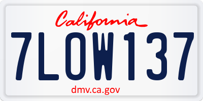 CA license plate 7LOW137