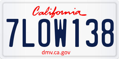 CA license plate 7LOW138