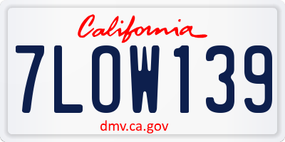CA license plate 7LOW139