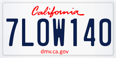 CA license plate 7LOW140