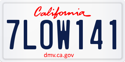 CA license plate 7LOW141