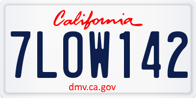 CA license plate 7LOW142