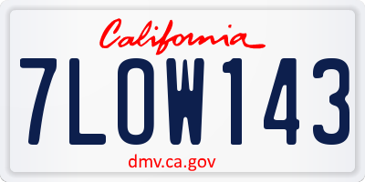 CA license plate 7LOW143