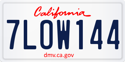 CA license plate 7LOW144