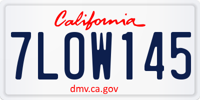 CA license plate 7LOW145