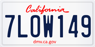 CA license plate 7LOW149