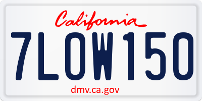 CA license plate 7LOW150