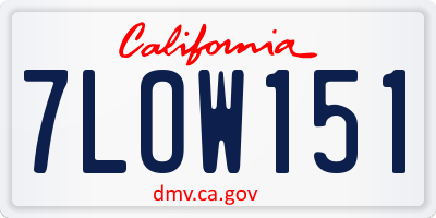 CA license plate 7LOW151
