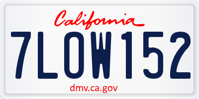 CA license plate 7LOW152