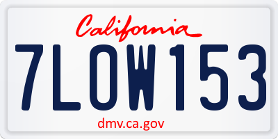 CA license plate 7LOW153