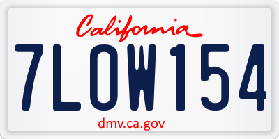 CA license plate 7LOW154