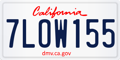 CA license plate 7LOW155