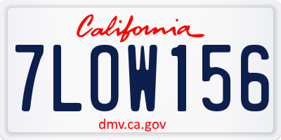 CA license plate 7LOW156