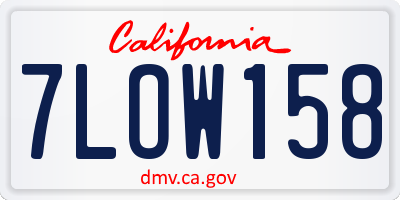 CA license plate 7LOW158
