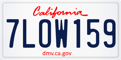CA license plate 7LOW159