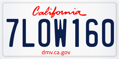 CA license plate 7LOW160