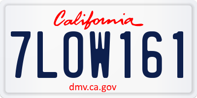 CA license plate 7LOW161