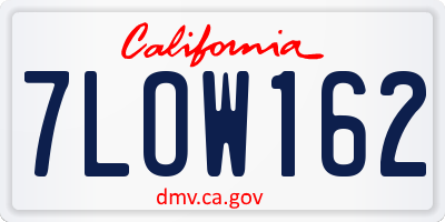 CA license plate 7LOW162