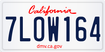 CA license plate 7LOW164