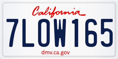 CA license plate 7LOW165