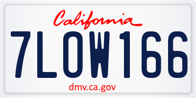 CA license plate 7LOW166