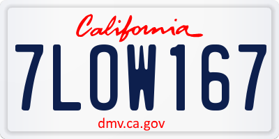 CA license plate 7LOW167