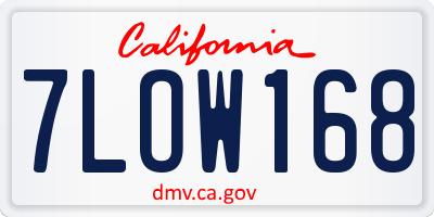 CA license plate 7LOW168