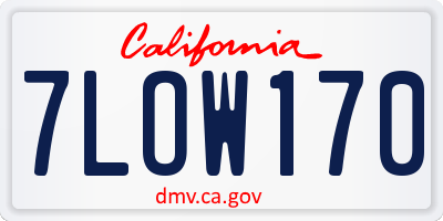 CA license plate 7LOW170