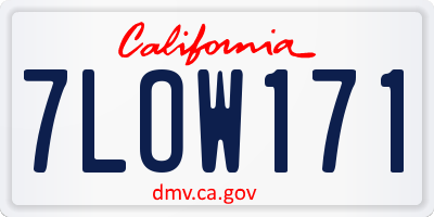 CA license plate 7LOW171