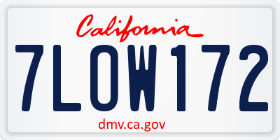 CA license plate 7LOW172