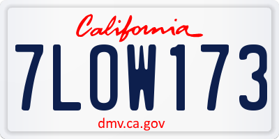 CA license plate 7LOW173