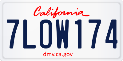 CA license plate 7LOW174