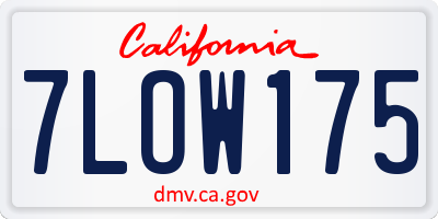 CA license plate 7LOW175