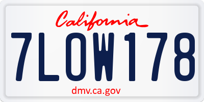 CA license plate 7LOW178