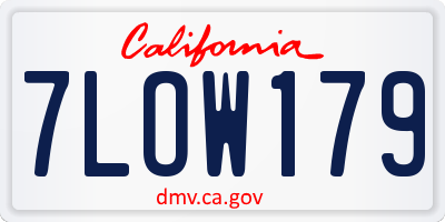 CA license plate 7LOW179
