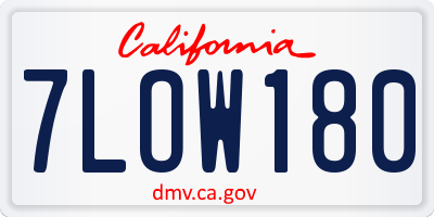 CA license plate 7LOW180