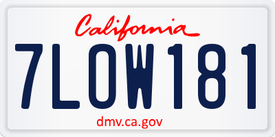 CA license plate 7LOW181