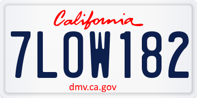 CA license plate 7LOW182